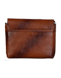 Branded Pure Leather Tan Crossbody Messenger view 2