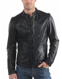 Genuine Leather Jacket For Men, Hollywood Style, Black Leather JK19 view 2