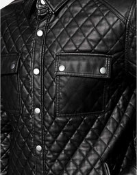 HugMe.Fahion Men's Quilted Genuine Leather Jacket For Men's JK48 view 2