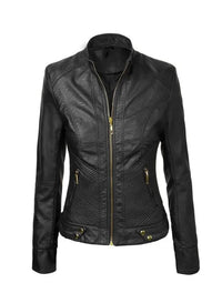 Genuine Sheep Leather Slim Fit Women T-Shirt LTS1 view 2