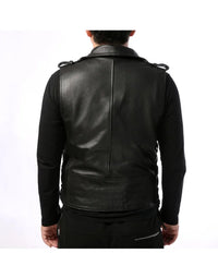 Biker Sheep Leather Waistcoat For In In Red Color Biker Jacket WC13 view 2