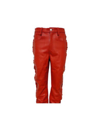 Genuine Sheep Leather Men Trouser In Zig Zag White Color PT5 view 2