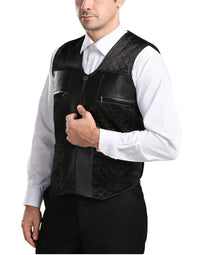 Genuine Sheep Leather Formal Black Waistcoat For Men WC10 view 2