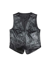 Genuine Sheep Leather Waistcoat In Black Color For Women Biker Jacket LWC11 view 2