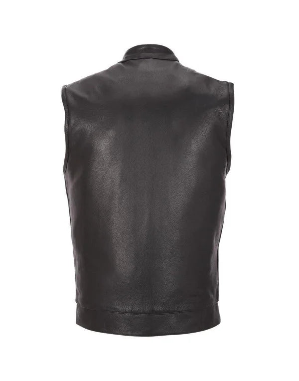 Attractive Biker Waistcoat Genuine Leather For Men - WC57 — angle view