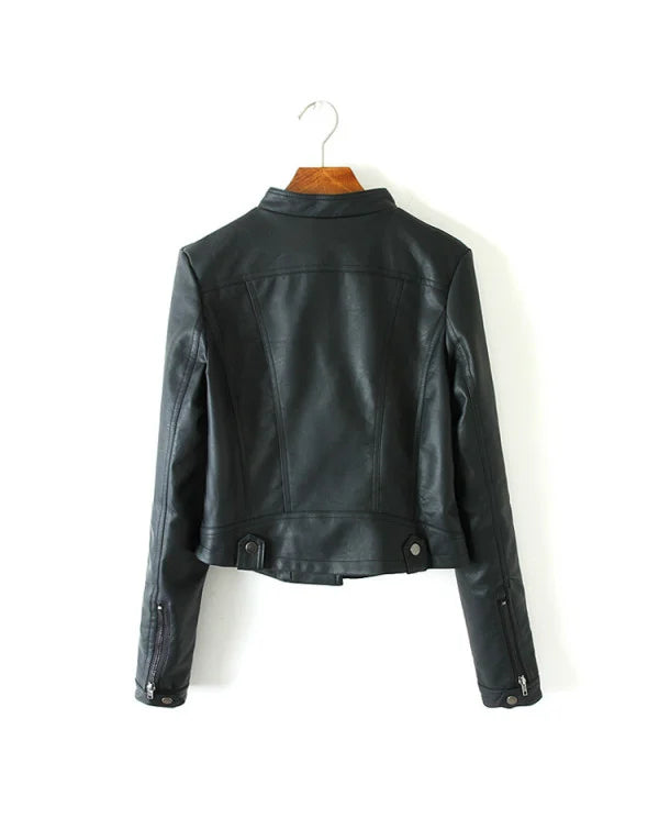 Genuine Leather Short Ladies Leather Jacket LJK41 — angle view