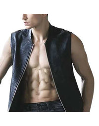 Genuine Sheep Leather Formal Waistcoat In Black For Men WC11 view 2