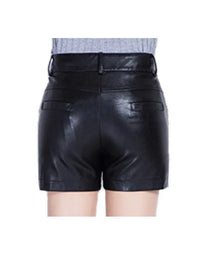 HugMe.Fashion Sheep Leather In Black Color For Women Biker Short SH16 view 3