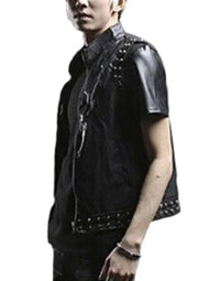 Genuine Sheep Leather Casual Waistcoat For Men In Black Color WC09 view 3