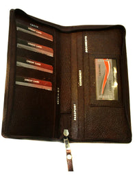 Brown Passport Leather Holder Cover, Wallet, Credit Card Organizer Pouch view 3