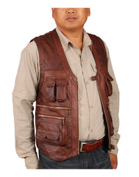 Hollywood Style Waistcoat For Men Casual Jacket In Brown Color WC15 view 3