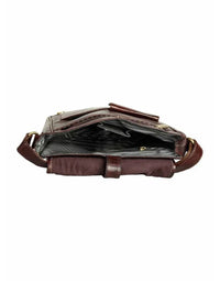 Genuine Leather Premium Quality Designer Brown Full Flap Travellers Messenger Bag view 3
