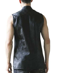 Genuine Sheep Leather Formal Waistcoat In Black For Men WC11 view 3
