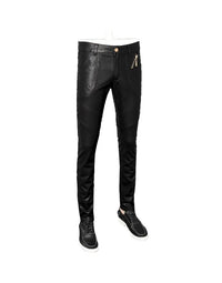 Casual Pant In Black Color For Men Made From Sheep Leather PT12 view 3