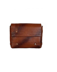 Branded Pure Leather Tan Crossbody Messenger view 3