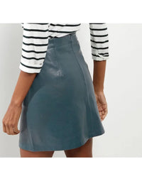 Genuine Women Grey Color Leather Skirt SK17 view 3