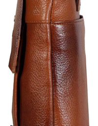 Branded Pure Leather Tan Crossbody Messenger view 4