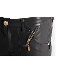 Casual Pant In Black Color For Men Made From Sheep Leather PT12 view 4
