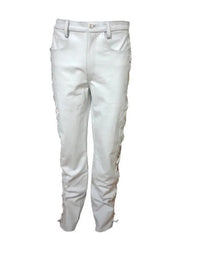 Genuine Sheep Leather Men Trouser In Zig Zag White Color PT5 view 4