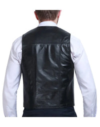 Genuine Sheep Leather Formal Waistcaot In Black Color For Men WC17 view 4