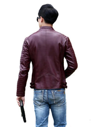 Black Maroon Tan Color Biker Custom Designer Motorcycle Leather JK182 view 4