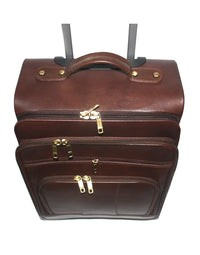 Big High Brown Trolley Genuine Leather Bag TB13 view 4