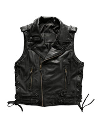 Biker Sheep Leather Waistcoat For In In Red Color Biker Jacket WC13 view 4