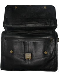 Genuine Leather Black Messenger Shoulder Bag LB17 view 4