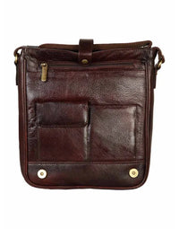 Genuine Leather Premium Quality Designer Brown Full Flap Travellers Messenger Bag view 4