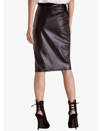 Designer Leather Midi Skirt view 4