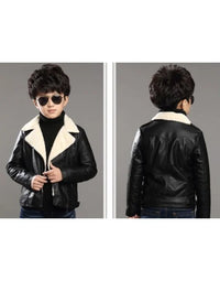 Hugme.Fashion Black Girl Party Winter Leather Jacket For Kids view 5