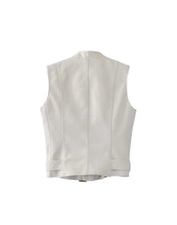 Genuine Leather Women Waistcoat In White Color LCW02 view 5