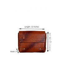 Branded Pure Leather Tan Crossbody Messenger view 5