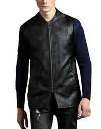 Genuine Sheep Leather Formal Waistcoat In Black For Men WC11 view 5