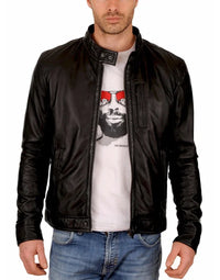 HugMe.Fahion Men's Quilted Genuine Leather Jacket For Men's JK48 view 5