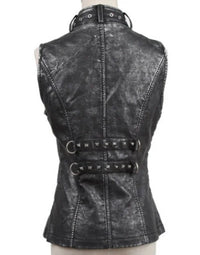 Genuine Sheep Waistcoat Motorcycle Biker Coat For Women LWC06 view 5