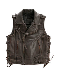 Biker Sheep Leather Waistcoat For In In Red Color Biker Jacket WC13 view 5