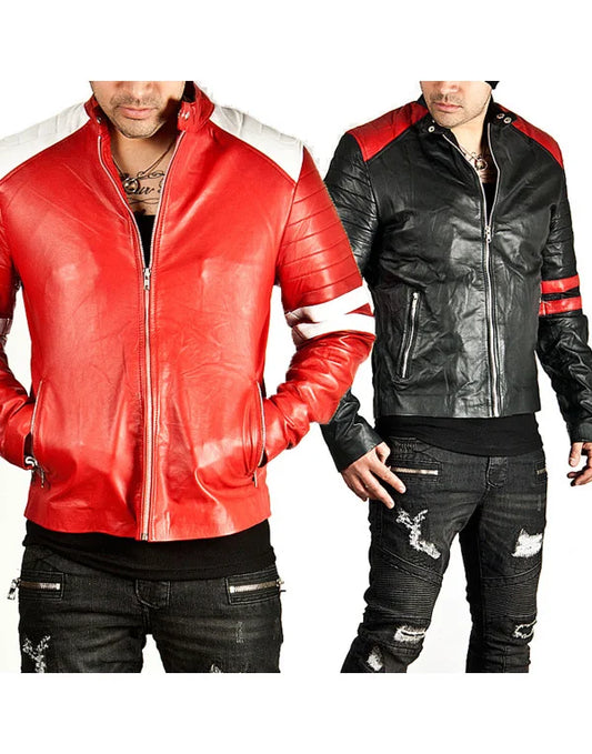 HugMe.Fashion New Stylish Genuine Leather Jacket Color Sport Bike Bomber JK164