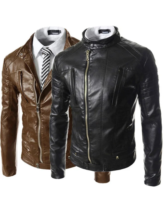 HugMe.Fashion High Quality Leather Biker Jacket For Men JK110