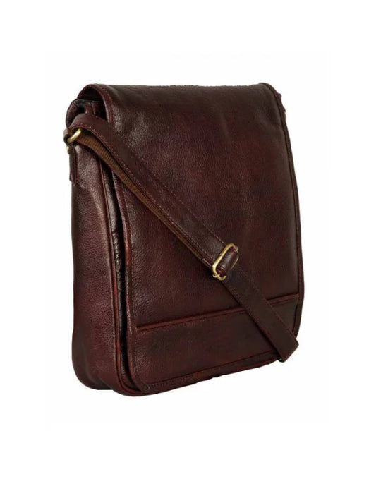 Genuine Leather Premium Quality Designer Brown Full Flap Travellers Messenger Bag