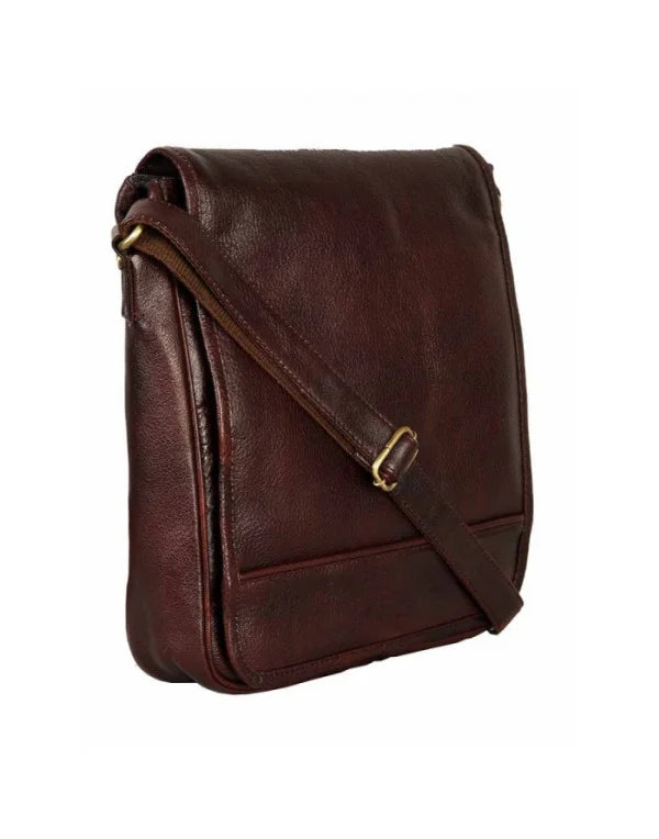 Genuine Leather Premium Quality Designer Brown Full Flap Travellers Messenger Bag