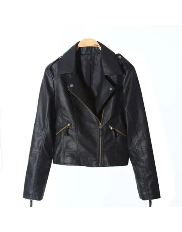 Genuine Leather Short Ladies Leather Jacket In Black LJK46
