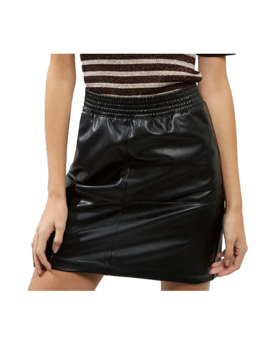 Abney Skirt Genuine Sheep Leather Skirt In Black SK18