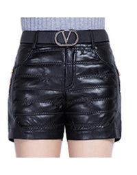 HugMe.Fashion Sheep Leather In Black Color For Women Biker Short SH16 view 1