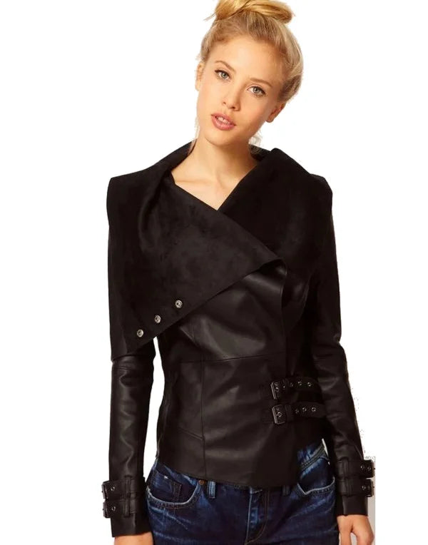 New Quilted Black Genuine Leather Jacket LJK26