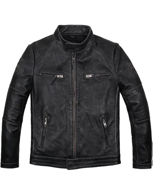 HugMe.Fashion Real Genuine Leather Bomber Jacket For Men JK128
