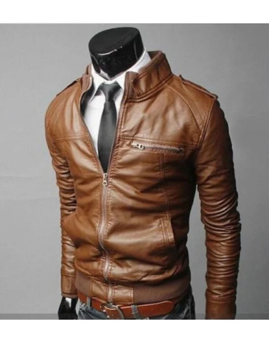HugMe.Fashion Elegant Motorcycle Leather Jacket JK3 With Elastic Closer
