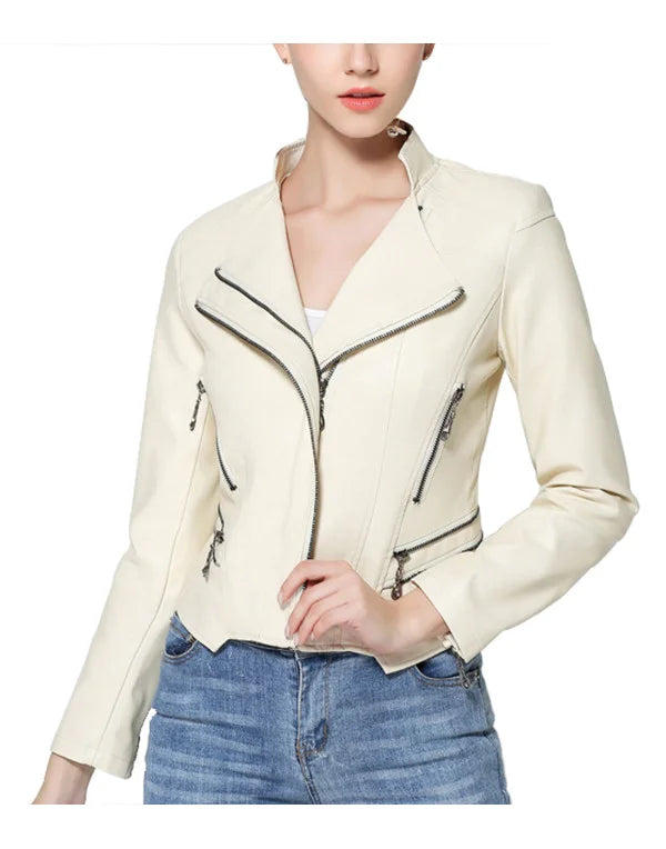 HugMe.Fashion Slim Fit Short Cream Stylish Zip Pattern LJK53