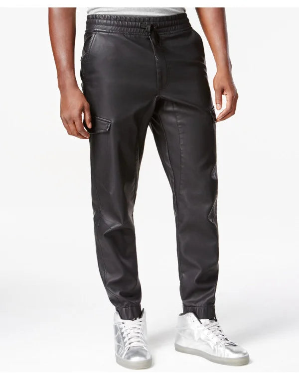 Sport Track Pant Made From Sheep Leather In Black For Men PT8