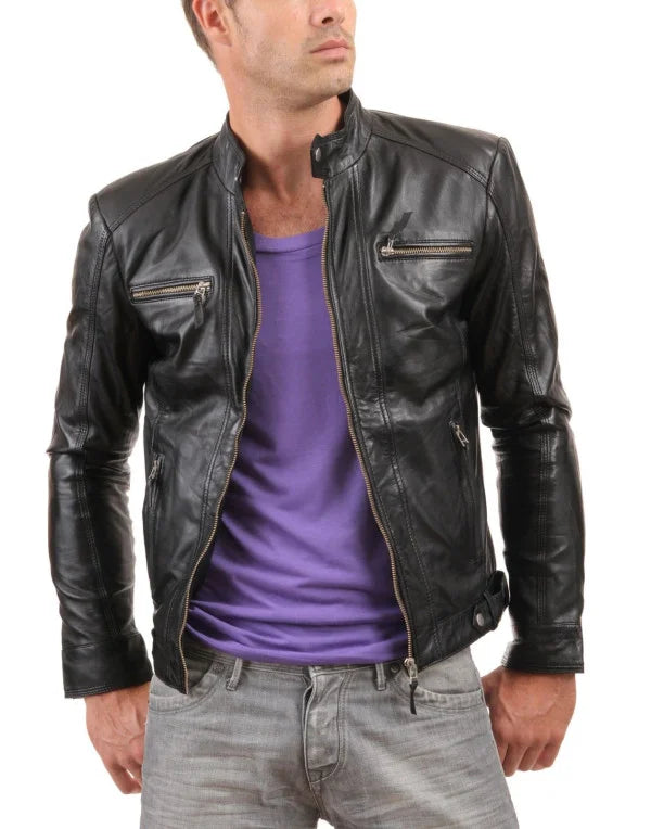 HugMe.Fashion Stylish Black Leather Jacket For Men JK66